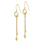 14K Gold Diamond Cut Dangle Shepherd Hook Earrings